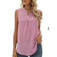 thumbnail image 3 of Minnieouse Blusa sin mangas para mujer, camiseta sin mangas de Color sólido, chaleco refrescante con cuello en V, vacaciones en la playa, Top Prendas para la parte del cuerpo Rosado L, 3 of 6