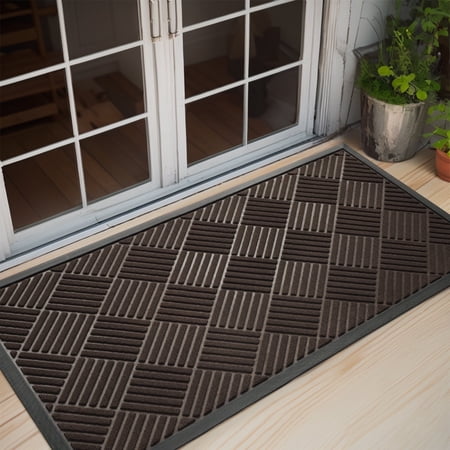 sixhome outdoor mat non slip doormat 24 x47  front door mat absorbent rubber welcome mat low profile dirt trapper indoor outdoor doormat large thick crosshatch entryway rug outdoor floor mat brown