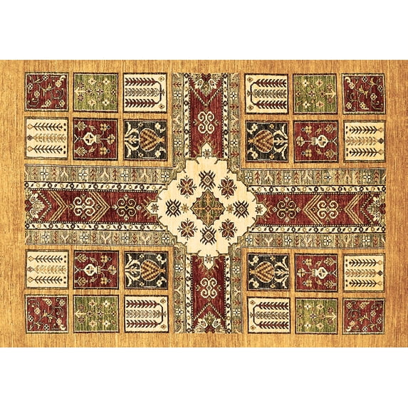 Ahgly Company Indoor Rectangle Abstract Brown Modern Area Rugs, 4' x 6'