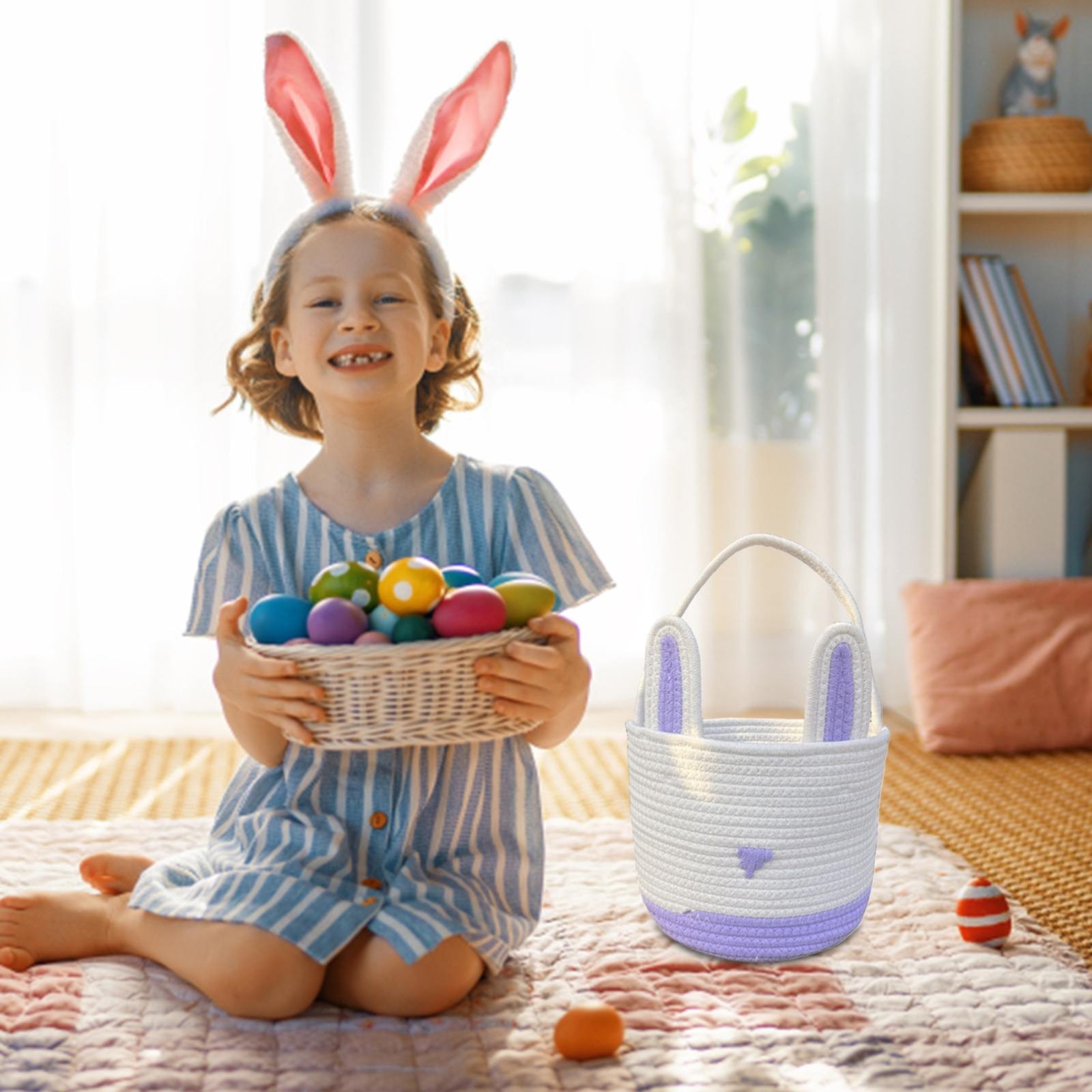 GZJCKJY Easter Bunny Basket Tote Bag Easter Rabbit Candy Gift Storage ...