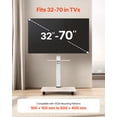 thumbnail image 2 of VEVOR Rolling TV Stand, Mobile TV Cart for 32-70 Inch Screens, 25° Left-Right Rotation and Height Adjustable TV Mount with Tray, Holds up to 88 lbs for Corner, Bedroom, Outdoor, Max VESA 600x400mm, 2 of 9