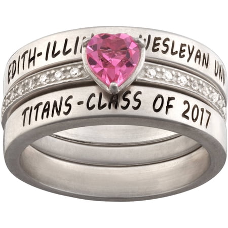 Sterling Silver Stackable Freestyle Heart Class Ring, Personalized
