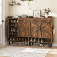 thumbnail image 3 of Alden Design 5-Tier Country Style Shoe Cabinet with Barn Inspired Doors, Rustic Brown, 3 of 10