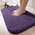 thumbnail image 1 of Alfombras de baño grandes moradas, 40 x 60 cm, absorbentes y peludas, de microfibra, de lujo, con reverso de goma., 1 of 8