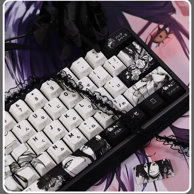 REZE Anime Theme Keycaps Set Customized PBT Sublimation Cherry Profile Keyboard Keycaps for Mechanical Keyboard Accessories Girl