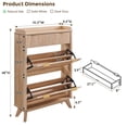 thumbnail image 4 of OKD Wooden Shoe Cabinet with 2 Flip Drawers & 1 Drawer, Fluted Tall Large Shoe Organizer for Entryway, Living Room, Hallway - Natural Oak, 4 of 6