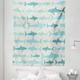 thumbnail image 1 of Ocean Tapestry, Monochrome Shark Illustration Fashion Maritime Illustration Aquatics, Fabric Wall Hanging Decor for Bedroom Living Room Dorm, 5 Sizes, Turquoise Beige Teal, by Ambesonne, 1 of 1