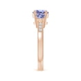thumbnail image 3 of ANGARA Natural Three Stone Round 1.45 ct Tanzanite Ring with Diamond Accents in 14K Rose Gold for Women (Size-7mm) | December Birthstone, Anniversary, Jewelry Gift for Women | Natural Tanzanite Ring, 3 of 8
