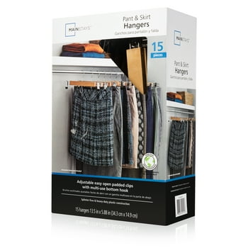 Mainstays Pant & Skirt Hangers, 15 Pack, Durable Plastic