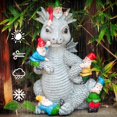 thumbnail image 2 of Estatuas de gnomo de dragón para decoración al aire libre, juego de dinosaurios de 13 pulgadas con estatua de jardín de gnomos, estatua al aire libre para decoración de césped para todas las, 2 of 5