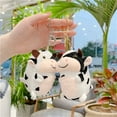 thumbnail image 3 of Cow Plush Keychain Black and White Spotted Cute Animal Keyring Bag Charm, 3 of 6