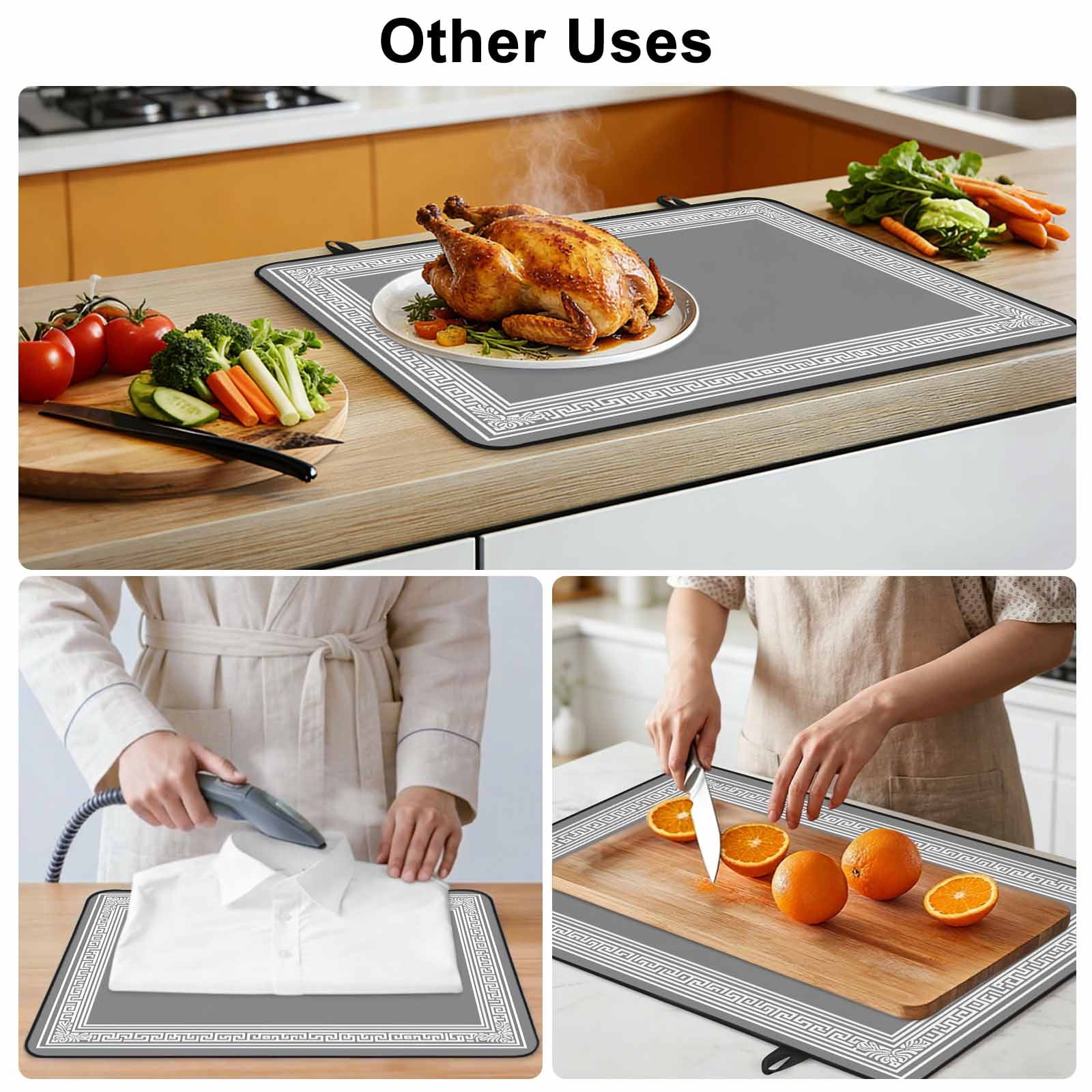 Grey Geometric Stove Top Cover for Electric Stove, Heat-proof & Non Slip Glass Top Stove Cover Protector, Bohemia Tribal Farm Tribal Patterned Kitchen Flat Cooktop Rubber Mat 24x21 Inches