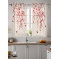 thumbnail image 2 of Pink Floral Blossom Curtains 54 Inch Length, Sheer Curtains for Bedroom Living Room Window Spring Pastoral Botanical Vintage Rod Pocket Drapes Kitchen Curtains Small Half Window 42"x54" 2 Panels, 2 of 6