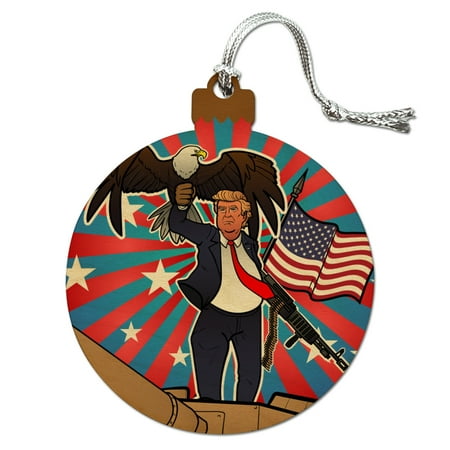 Eagle Mailbox Ornament - Patriotic Donald Trump with Eagle American Flag Gun Wood Christmas Tree Holiday Ornament