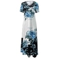 thumbnail image 5 of EGNMCR Robes de Vacances pour Femmes Robe Décontractée à Manches Courtes Imprimée Col en V Printemps et Été, 5 of 5
