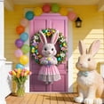 thumbnail image 3 of Stijggn Easter Banner Holiday Front Door Cover Spring Door Banner Easter Bunny Door Decorative Colorful Flower Rabbit Background for Spring Easter Front Door Porch Sign Banner Decor, 3 of 6