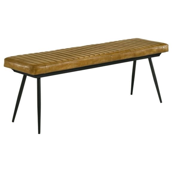 Newboti Furniture Camel and Black Tufted Cushion Side Bench 23474