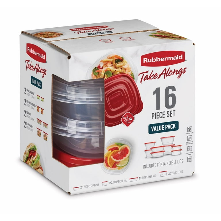 Rubbermaid TakeAlongs Food Storage Containers, 16 Piece Set, A