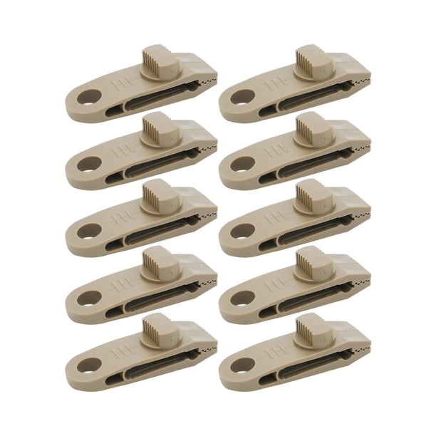 Paquete de 10 clips resistentes para lonas de tienda, sujetadores multiusos para toldos, tornillos de mariposa Marrón claro