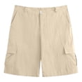 thumbnail image 5 of YOIAVAIOY Men's Shorts Cotton Linen Pleated Shorts Casual High Waisted Summer Lightweight Beach Shorts Fashion Hiking Lounge Shorts Beige M, 5 of 6