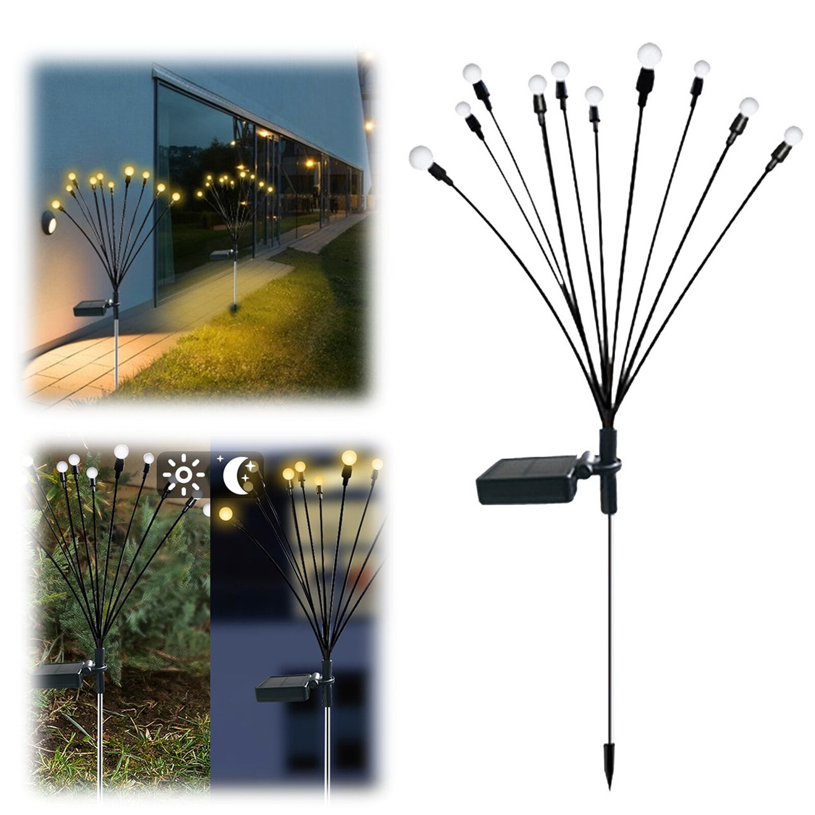 2022 New 10 LED Solar Powered Firefly Lights Outdoor, Waterproof, Solar