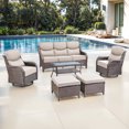 thumbnail image 2 of Jentlehouse 6-Piece Outdoor Patio Furniture Set with Swivel Chairs and Sofa,Hige Back Deep Seat Outdoor Conversation Set for Poolside Backyard Balcony, 2 of 12