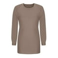 thumbnail image 6 of Womens Long Sleeve Round Neck Shirts Basic Tee Fall Tops Outfits Clothes Plus Size Brown L, 6 of 7