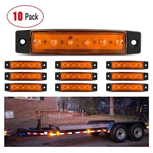Nilight 10Pcs 3.8” 6 Amber Indicator Rear Side Truck Trailer RV Cab Boat Bus Lorry Led Marker Clearance Light