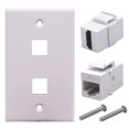 thumbnail image 1 of HUGFEGWE Plaque Murale 2 Ports, 1 Port HDMI 4k + 1 Port CAT6 Prise RJ45 Plaque Murale, HDMI & RJ45 Femelle à Femelle Module de Prise Clé Plaque Murale CJ25311-4525, 1 of 6