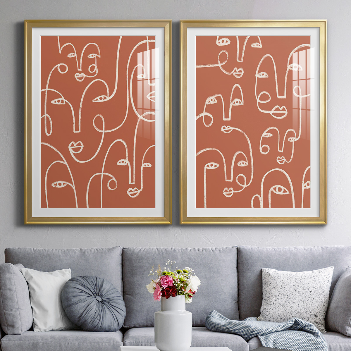 Wexford Home Connected Expressions I Premium Framed Print, 18.5" x 24.5" - Ready to Hang, Gold (Set of 2)