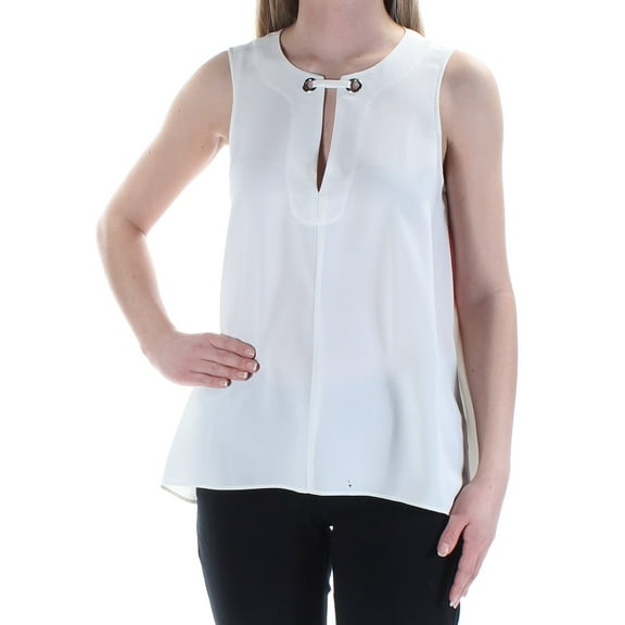 RACHEL ROY $79 Womens New 1587 Ivory Eyelet Sleeveless V Neck Casual Top S B B