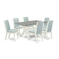 thumbnail image 2 of East West Furniture X-Style 7-piece Traditional Wood Dining Set in Cement Gray, 2 of 10