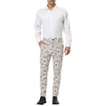 thumbnail image 2 of INSPIRE CHIC Men's Casual Geometric Printed Color Block Flat Front Dress Pants 32 Beige, 2 of 7
