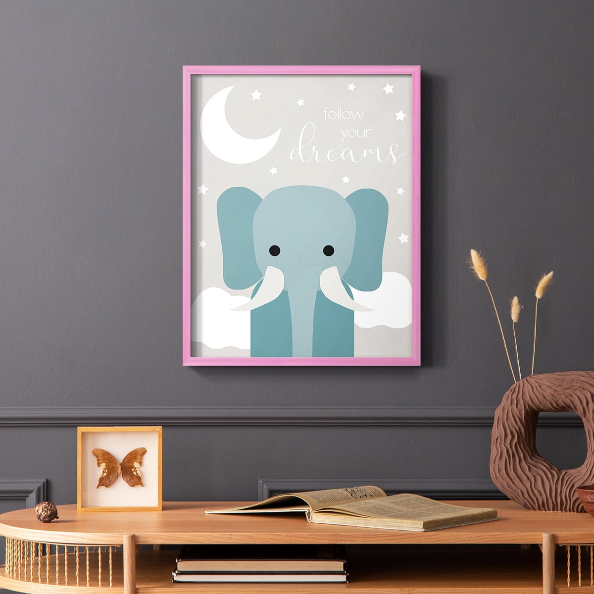 Dreams Elephant in Paper Solid Wood 8 x 10 Framed Print