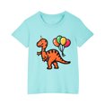 thumbnail image 3 of Odeerbi Toddler Boys Girls T-shirt Dinosaur Print Short Sleeve Cotton Tee Tops Kids Fashion Cute Round Neck Cartoon Print Tees Light Blue, 3 of 5