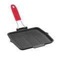 thumbnail image 1 of Lava Cast Iron 9.44" Émaillée Anti-Adhésif Carré Griddle Pan avec Poignée de Fil de Silicium Rouge, 1 of 1