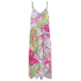 thumbnail image 4 of Vibrant Floral Paisley Fabric Design Pink Green White Fine Art Sleeveless Dress Summer Dress Woman 2025, 4 of 7