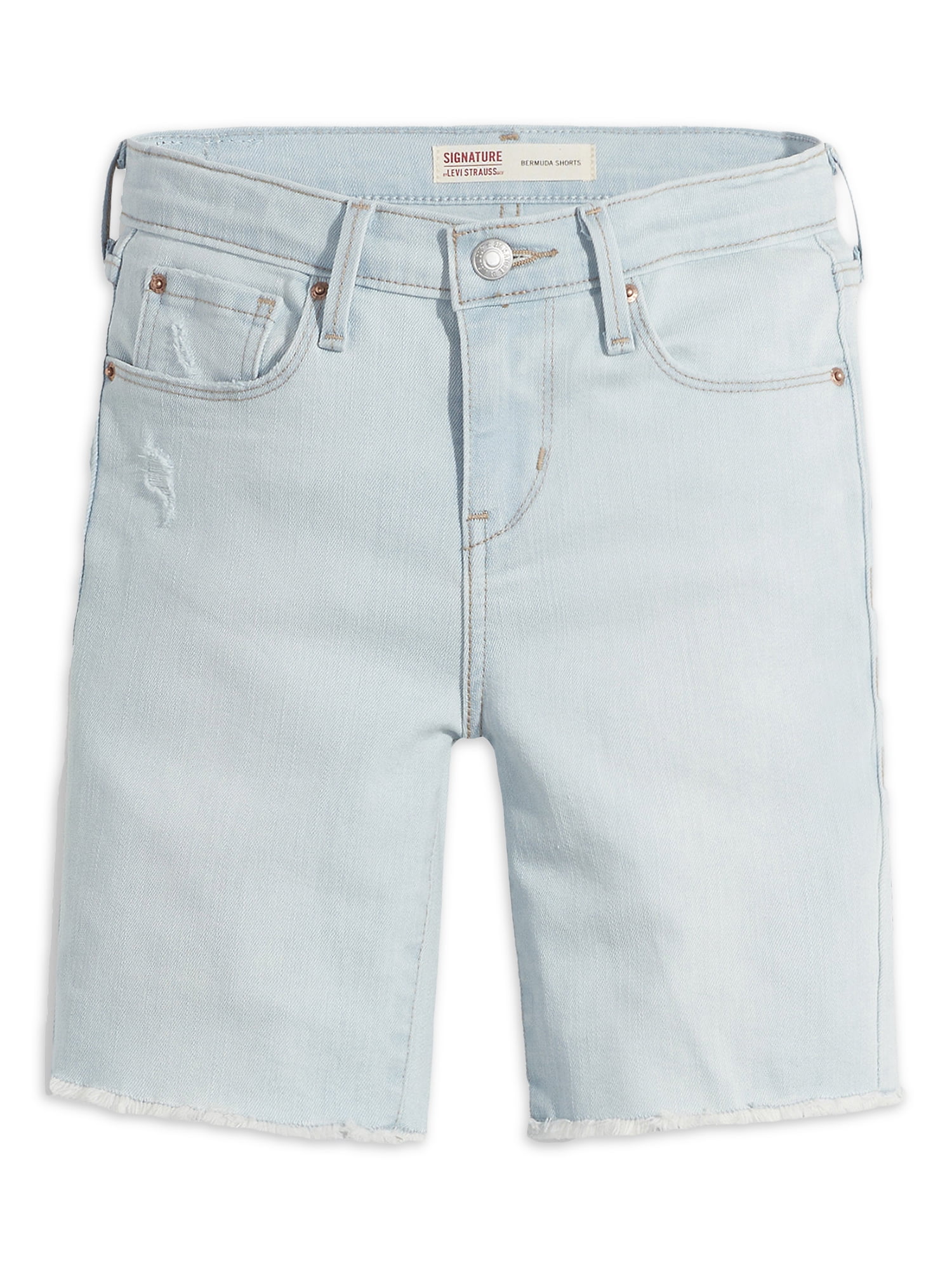 Mid-Rise Denim Bermuda Shorts, Sizes 