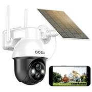 AOSU Solar Security Cameras Wireless WiFi,  360 View 2K Outdoor Camera with Smart Siren Spotlights, Color Night Vision, Waterproof Home Surveillance Camera with 2-Way Audio