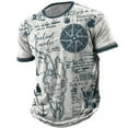 thumbnail image 6 of Vintage Men's Short Sleeve Shirt Compass Print T-shirt Nautical Tops Summer O-Neck Sweatshirt Tees Designer Daily Mens Clothing, 6 of 6