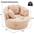 thumbnail image 3 of BRILHAMEZ Modern Oversized 360° Swivel Accent Chair, Lambswool Fabric Round Cuddle Chair Single Sofa Lounge Chair for Living Room, Brown, 3 of 8