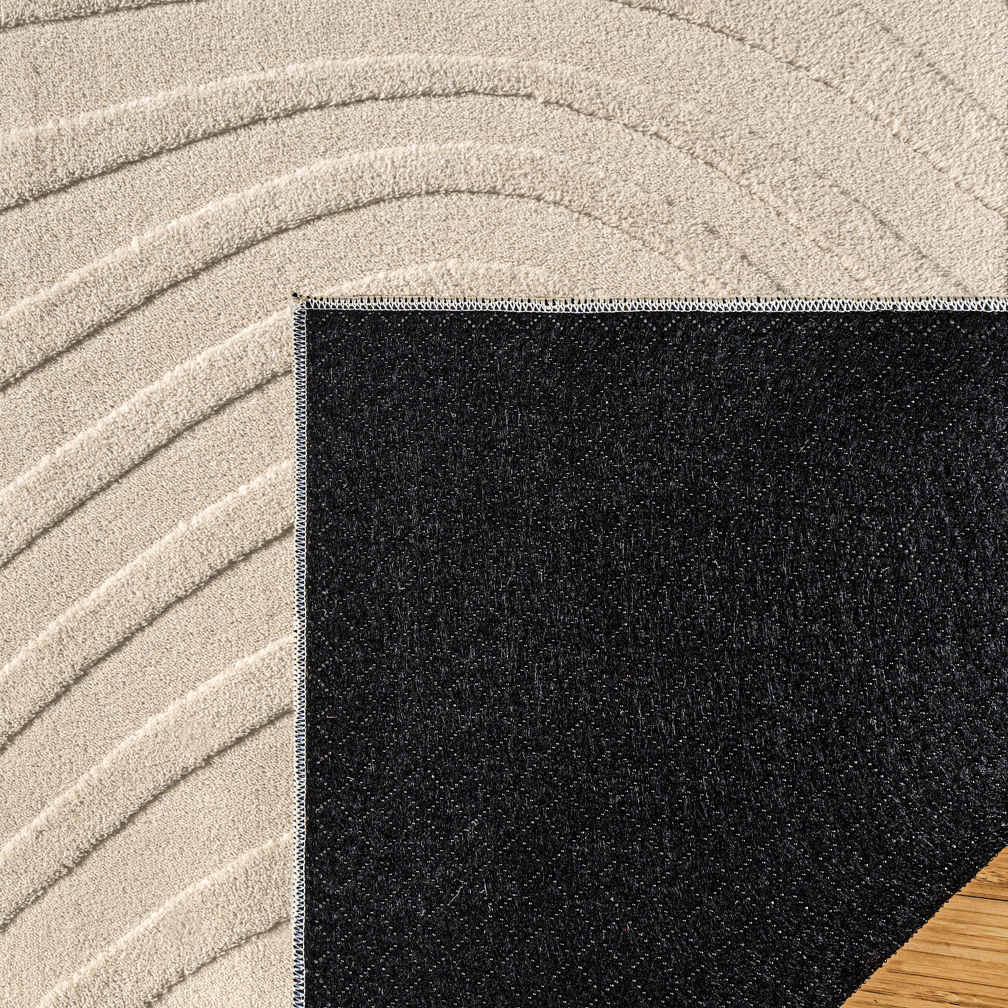 Vida Lomira Shag Striped Beige Area Rug, 5x8