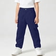 thumbnail image 2 of CONZONE Kids Boys Cargo Pants Outdoor Hiking Pants For Child Buttons Solid Color Wide Leg Jogger Trousers With Pockets, 2 of 7