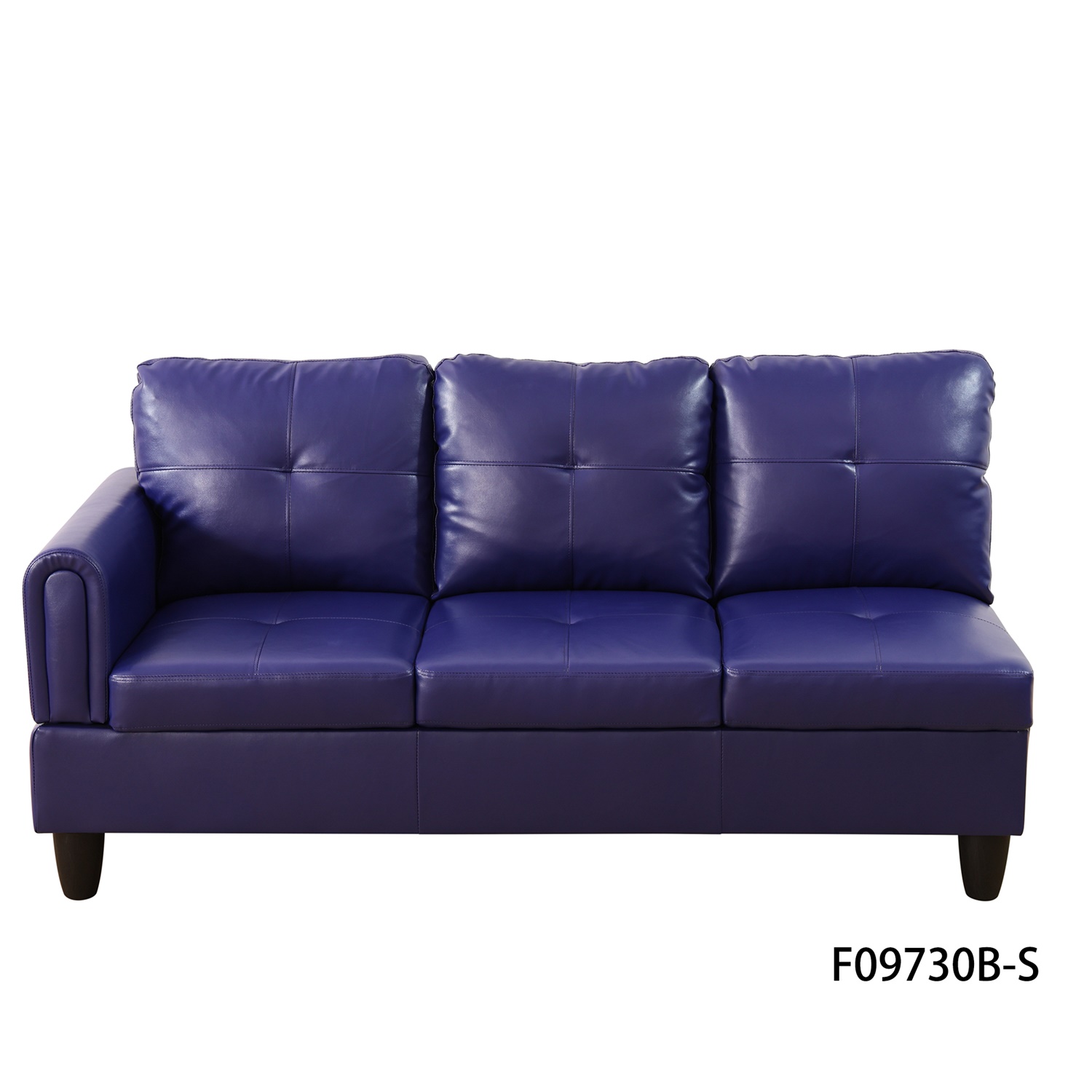 Hommoo Faux Leather 4-Seat Couch, L Shaped Sectional Couches and Sofas, 16'' Back Height Modern Living Room Furniture Sets Sectional Sofa Set, Blue(No Ottoman)