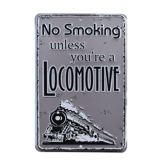 No Smoking Unless Your A Locomotive Funny Railroad Steam Engine Sign Train Wall Art Home Bar RR Decor