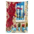 thumbnail image 3 of Ambesonne Coastal Tablecloth Rectangular Table Cover, Mediterranean House, 60"x84", Pale Brown Navy Blue, 3 of 4