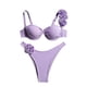 thumbnail image 2 of Traje de baño para mujer, bikini de acero de color sólido para mujer, conjunto de traje de baño de playa para vacaciones con flores, trajes de baño para mujer, 2 of 7
