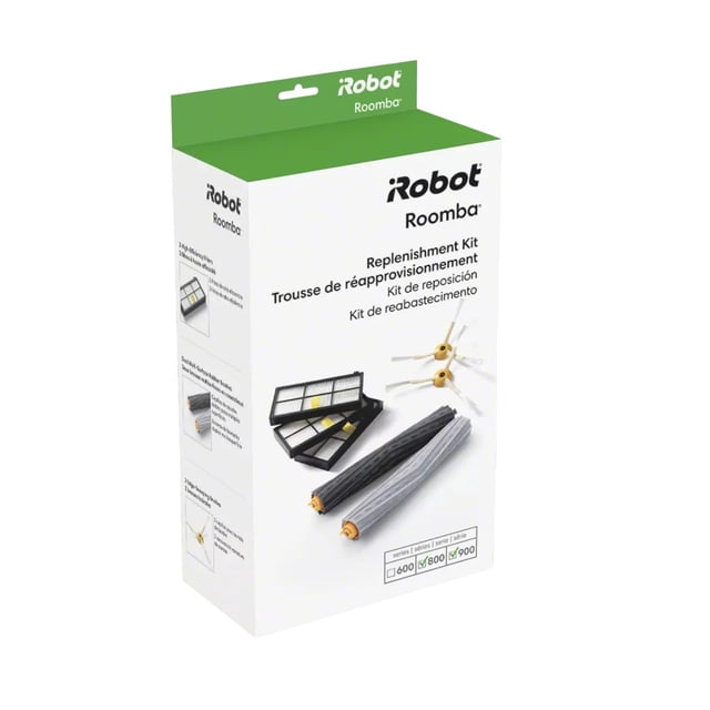 Piezas de repuesto auténticas para iRobot Roomba - Kit de reposición Roomba series 800 y 900 (3 filtros AeroForce, 2 cepillos laterales giratorios y 1 juego de cepillos de goma multisuperficie)