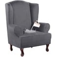 thumbnail image 1 of Wing Chair Cover Waterproof High Stretch Wingback Chair Slipcovers Velvet Wing Chair Covers Slip Resistant 1 Pieces Grey One Size, 1 of 1