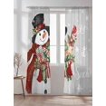 thumbnail image 4 of Semi Sheer Window Curtains 84 Inches Long, Grey Christmas Snowman Rod Pocket Voile Silky Chiffon Curtain Treatment Drapes for Kitchen, Living Room, Xmas Botanical Birds Snowflake 52"x84", 2 Panels, 4 of 9